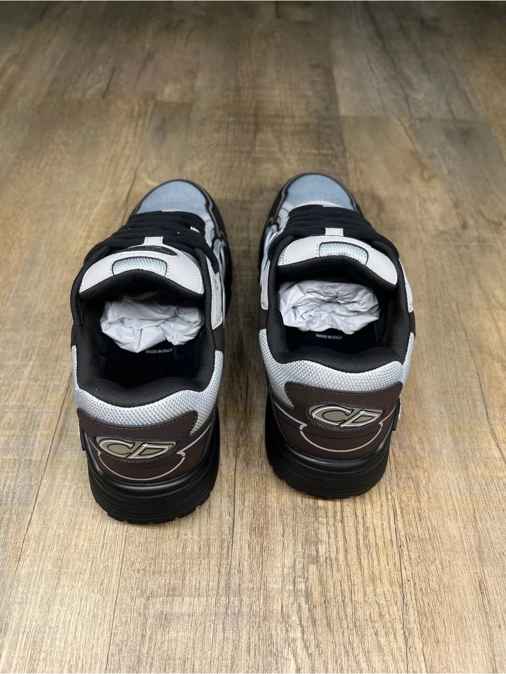 Dior Men's Mesh & Leather Sneakers in Beige and Black